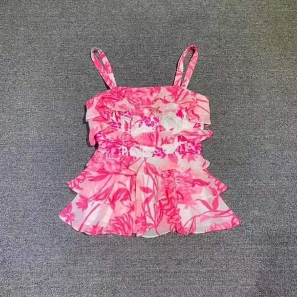 lilly pulitzer Olive Ruffle Lace top pink - Picture 2 of 7